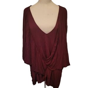 Lane Bryant Plus Cross Front Top Maroon sz 34/36